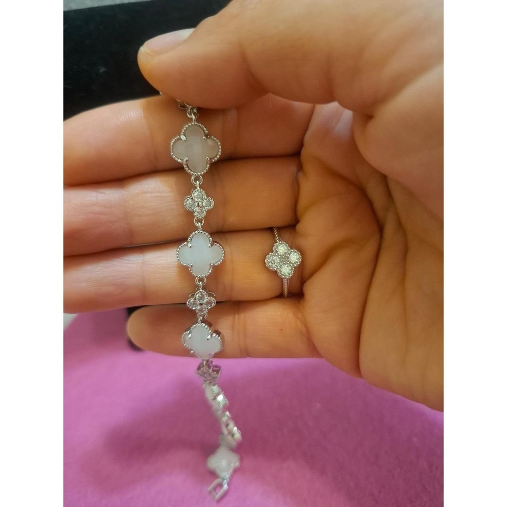 Clover plated silver bracelet - Picture 2 of 5